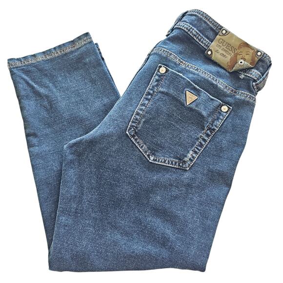 Vintage Guess Capri Pants Womens 29 Y2K Mid Low Rise Blue Wash Denim - Picture 8 of 9